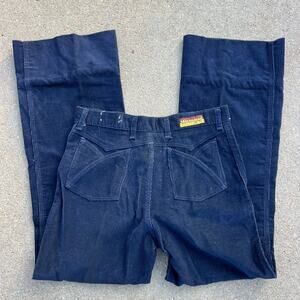 Vintage 70s Wrangler navy blue corduroy Pants Women’s 13/14 LONG INSEAM!